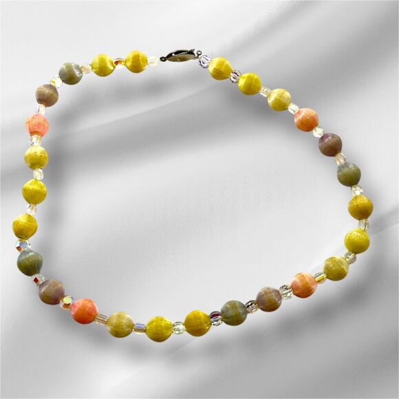 Pastel and Clear Bead Necklace, Very Pretty, Perfect for Spring and Easter, 17" - Picture 2 of 5